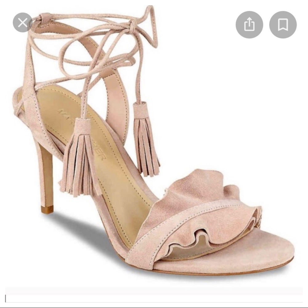 Marc Fisher Bamba Upper Suede Ruffle Accent Lace Up Sandal - Size 9